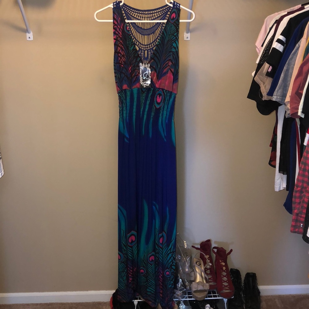 Peacock maxi dress